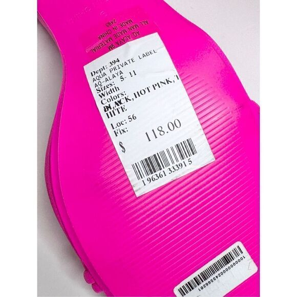 AQUA Sandals Womens Size 9 Square Toe Pink Raffia Detail Slip On Heel NEW - Picture 9 of 12